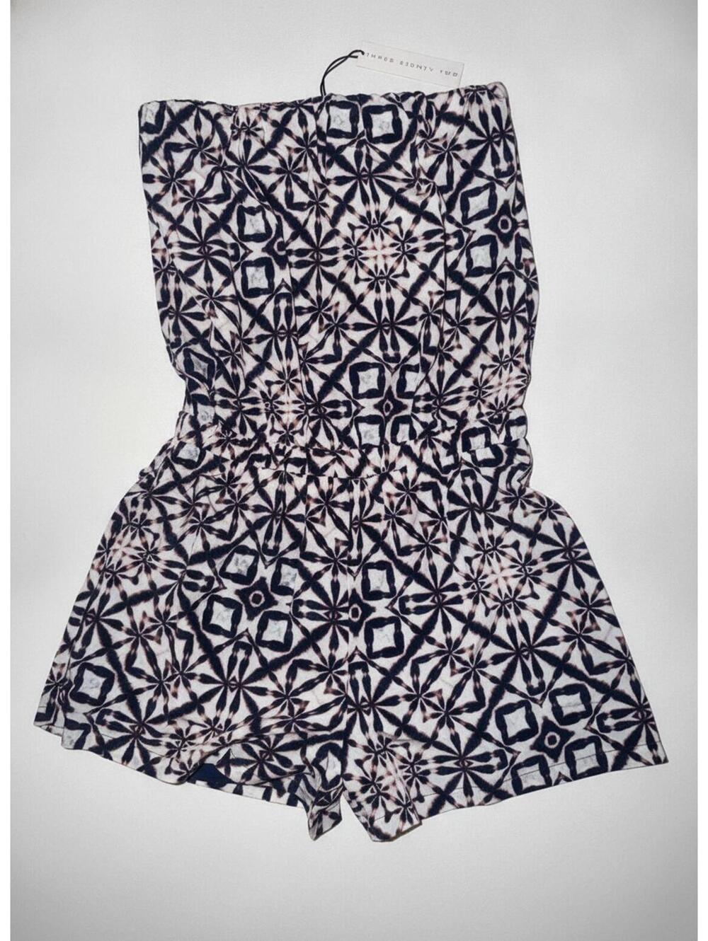 NWT Three Eighty Two Abstract Print Strapless Romper Small